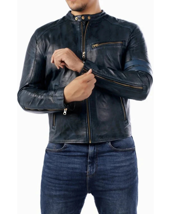 Blouson aviateur en cuir suédé d'agneau véritable pour homme RXMJ0017