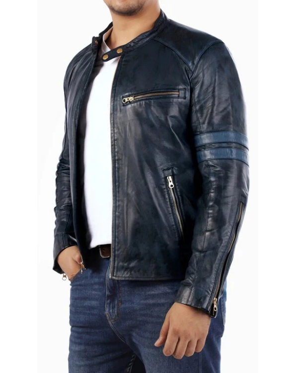 Blouson aviateur en cuir suédé d'agneau véritable pour homme RXMJ0017