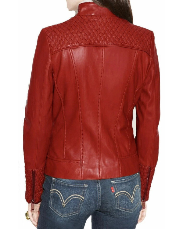 Veste en cuir véritable d'agneau pour femme RXWJ006