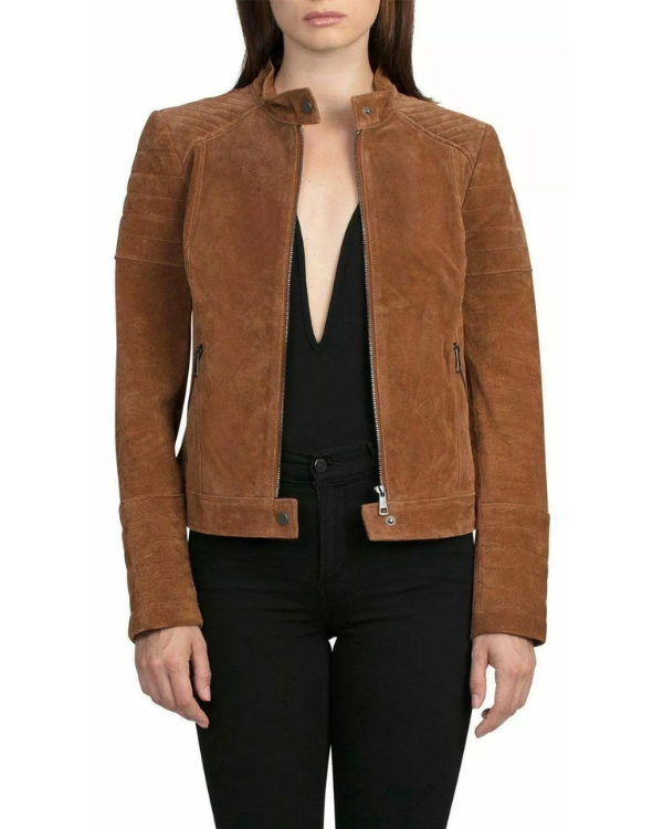 Women's Genuine Lambskin Real Suede Leather Jacket RXWJ0016