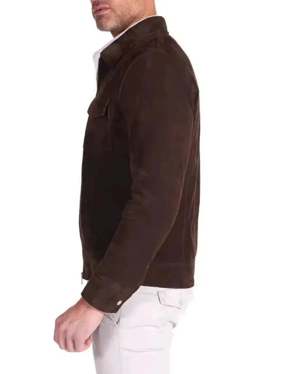 Blouson aviateur en cuir suédé d'agneau véritable pour homme RXMJ0017