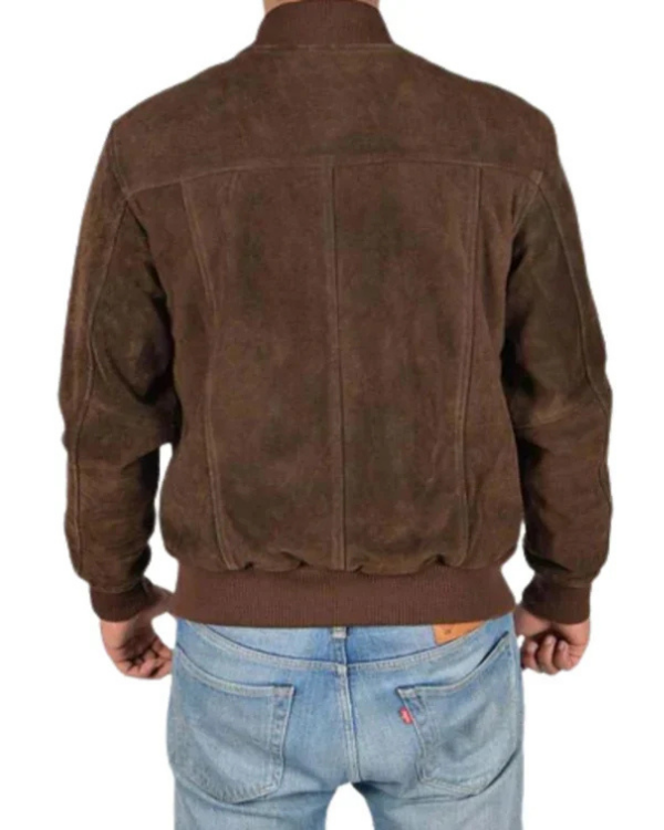 Blouson aviateur en cuir suédé d'agneau véritable pour homme RXMJ0017