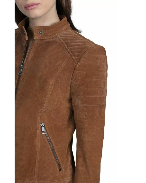 Women's Genuine Lambskin Real Suede Leather Jacket RXWJ0016