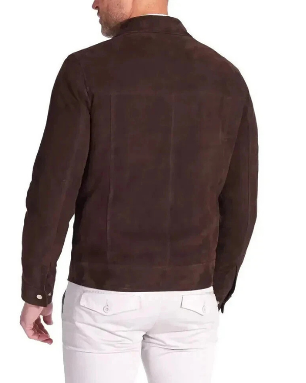 Blouson aviateur en cuir suédé d'agneau véritable pour homme RXMJ0017