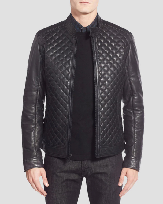 Men's Genuine Lambskin Leather Bomber Jacket RXMJ0054