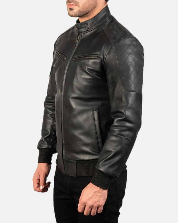 Blouson aviateur en cuir suédé d'agneau véritable pour homme RXMJ0017