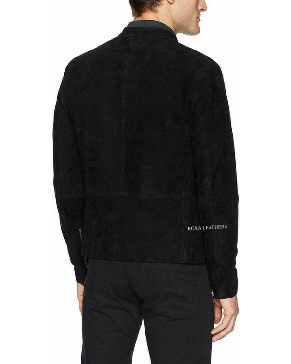 Blouson aviateur en cuir suédé d'agneau véritable pour homme RXMJ0017