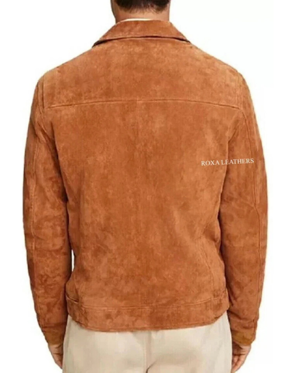 Blouson aviateur en cuir suédé d'agneau véritable pour homme RXMJ0017