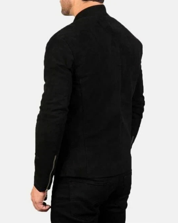 Blouson aviateur en cuir suédé d'agneau véritable pour homme RXMJ0017