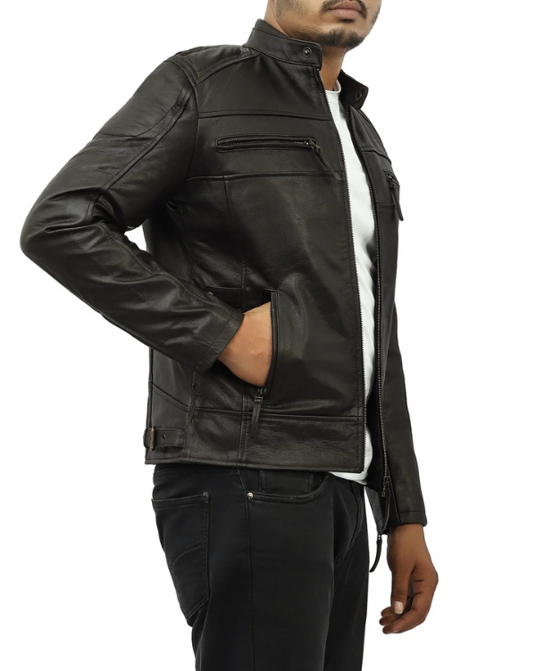 Blouson aviateur en cuir suédé d'agneau véritable pour homme RXMJ0017