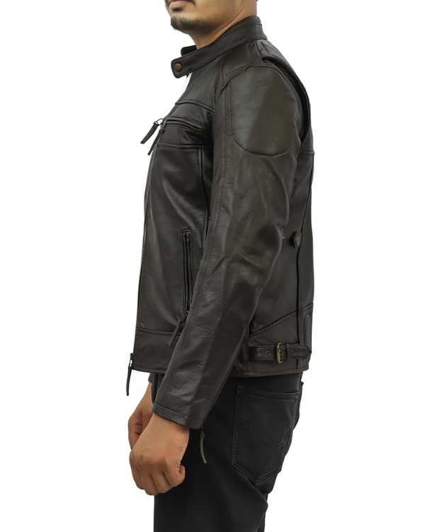Blouson aviateur en cuir suédé d'agneau véritable pour homme RXMJ0017