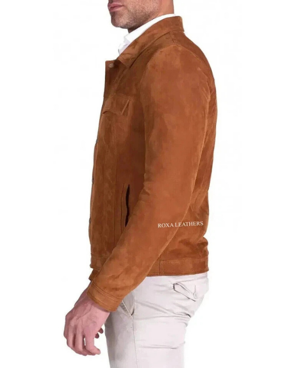Blouson aviateur en cuir suédé d'agneau véritable pour homme RXMJ0017
