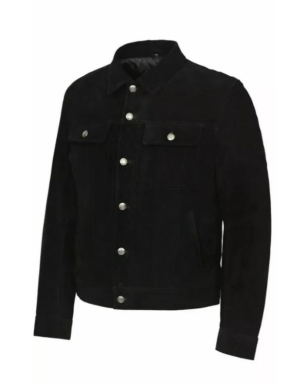Blouson aviateur en cuir suédé d'agneau véritable pour homme RXMJ0017