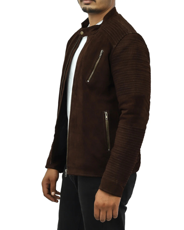 Blouson aviateur en cuir suédé d'agneau véritable pour homme RXMJ0017