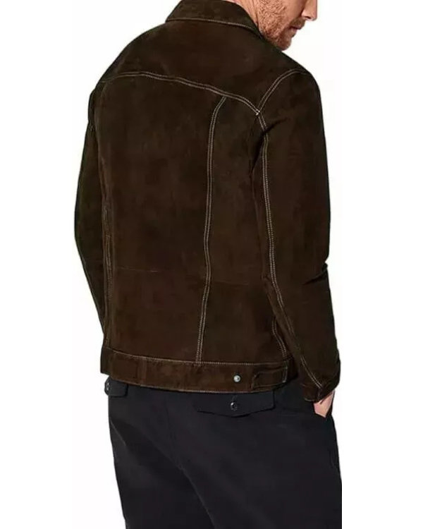 Blouson aviateur en cuir suédé d'agneau véritable pour homme RXMJ0017