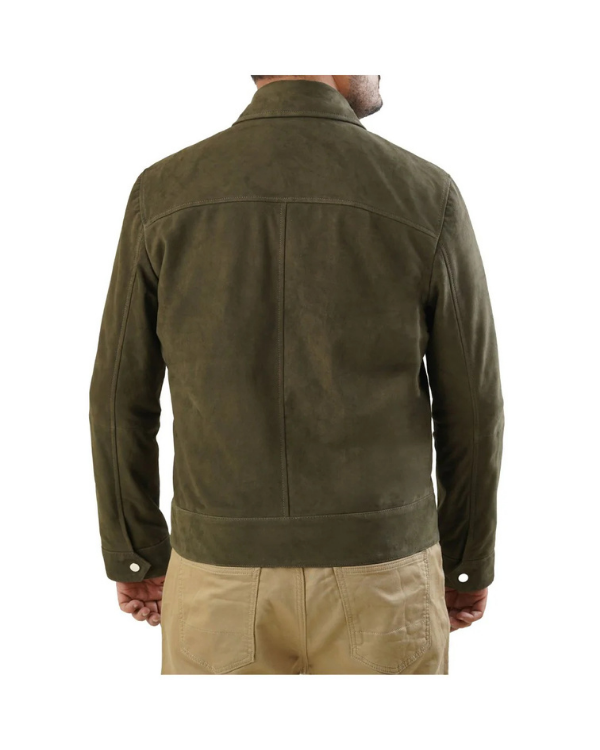 Blouson aviateur en cuir suédé d'agneau véritable pour homme RXMJ0017