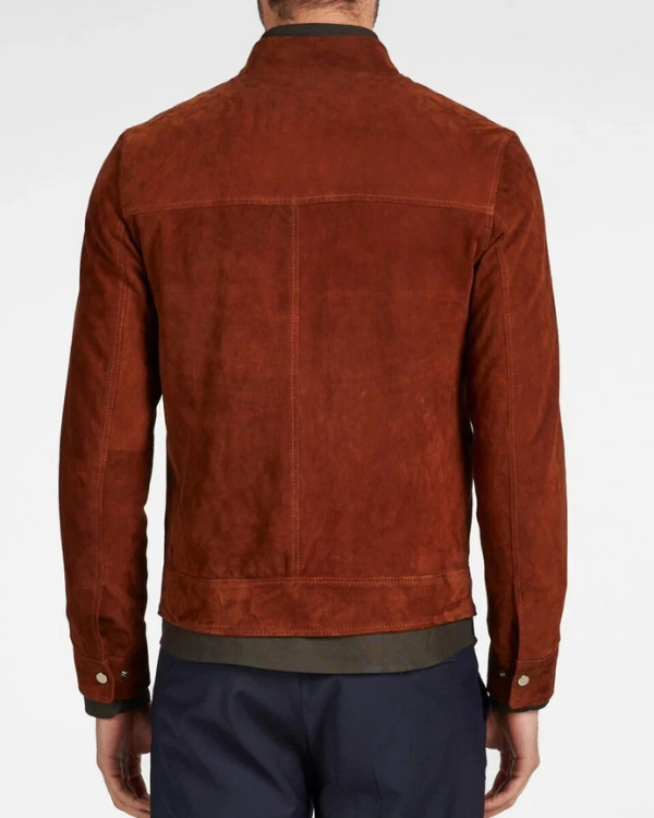 Blouson aviateur en cuir suédé d'agneau véritable pour homme RXMJ0017