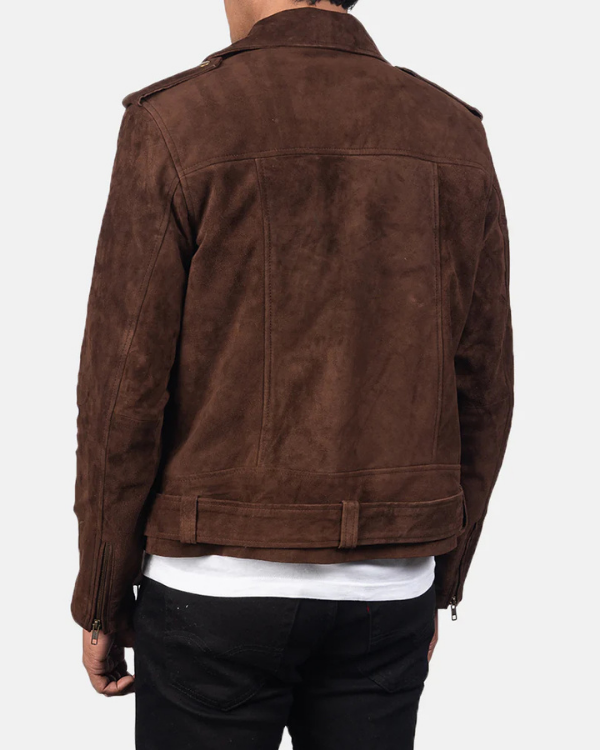 Men's Genuine Lambskin Suede Biker Leather Jacket RXMJ0062