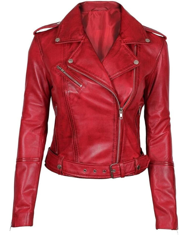 Veste en cuir véritable d'agneau pour femme RXWJ006