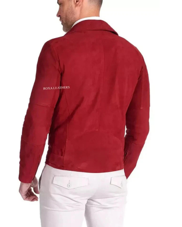 Men's Genuine Lambskin Suede Leather Biker Jacket RXMJ0038