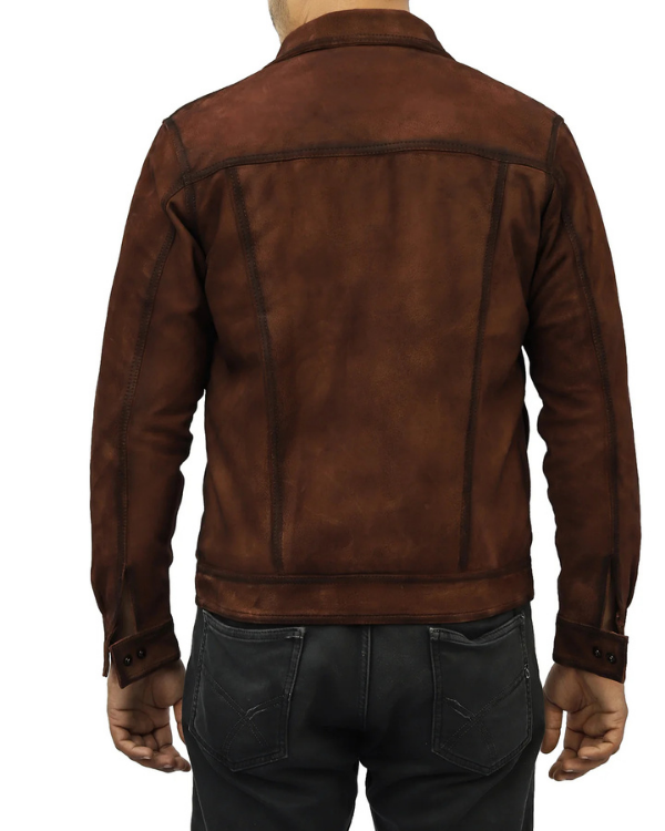 Blouson aviateur en cuir suédé d'agneau véritable pour homme RXMJ0017