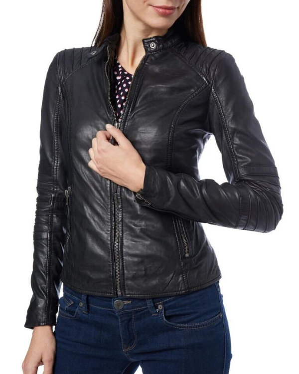 Women's Genuine Lambskin Real Leather Jacket RXWJ004