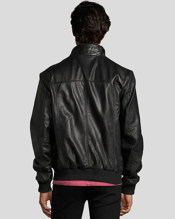 Blouson aviateur en cuir d'agneau véritable pour homme RXMB0011