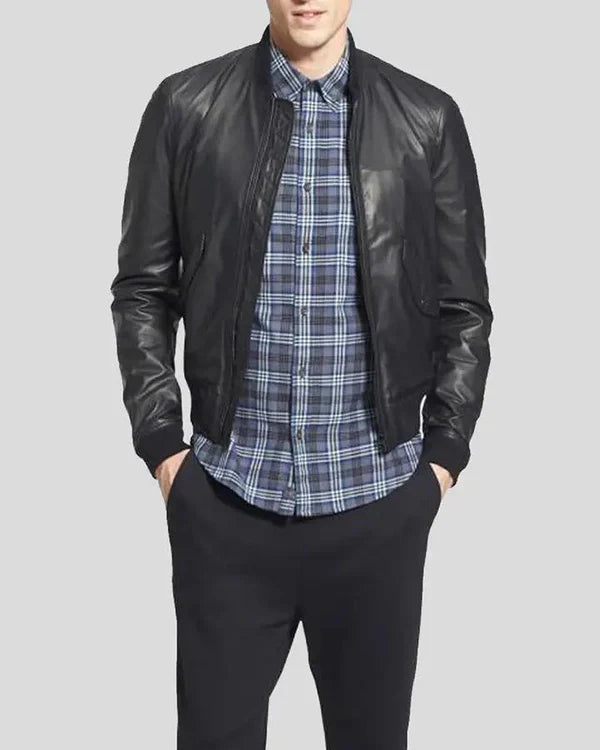 Blouson aviateur en cuir d'agneau véritable pour homme RXMJ0016