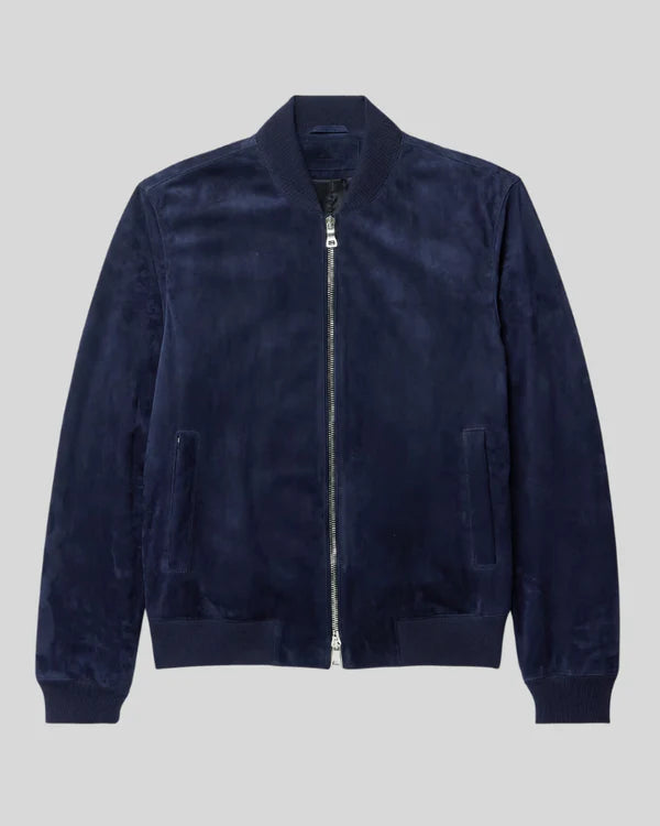 Blouson aviateur en cuir suédé d'agneau véritable pour homme RXMJ0017