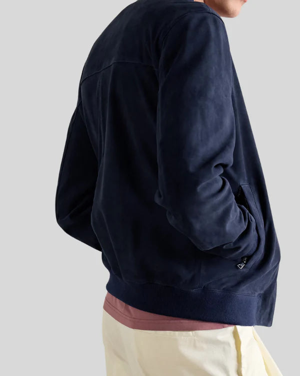 Blouson aviateur en cuir suédé d'agneau véritable pour homme RXMJ0017