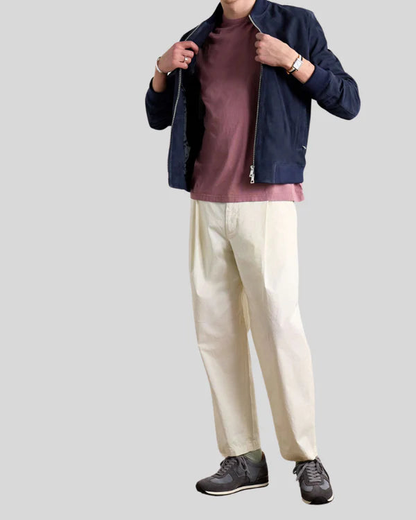 Blouson aviateur en cuir suédé d'agneau véritable pour homme RXMJ0017
