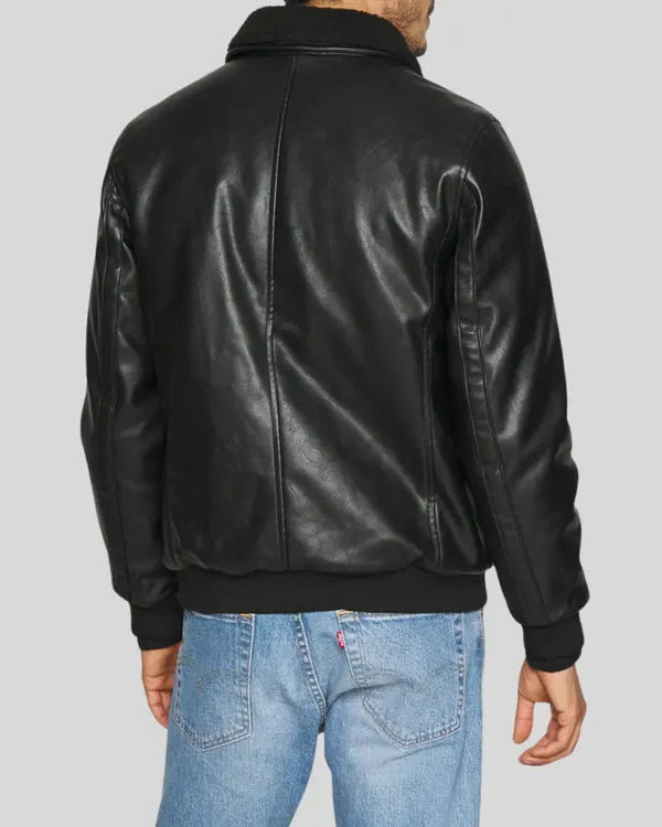 Blouson aviateur en cuir suédé véritable d'agneau pour homme RXMJ0018