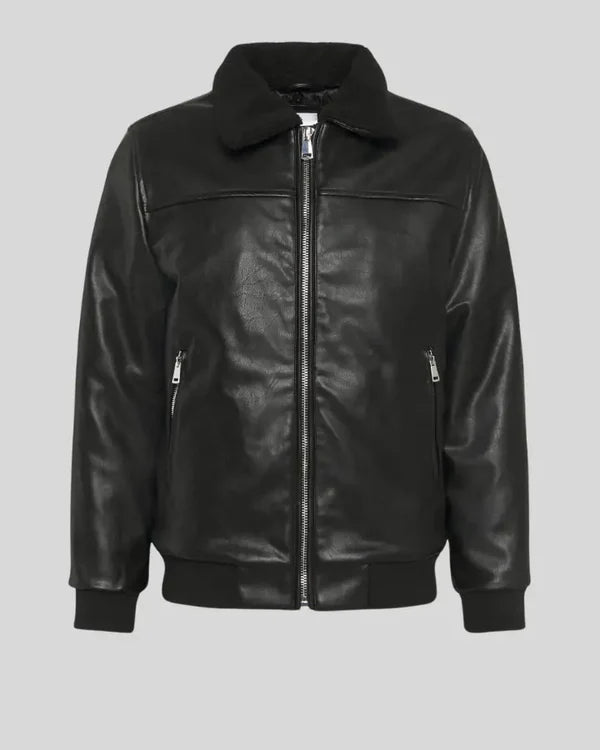 Blouson aviateur en cuir suédé véritable d'agneau pour homme RXMJ0018
