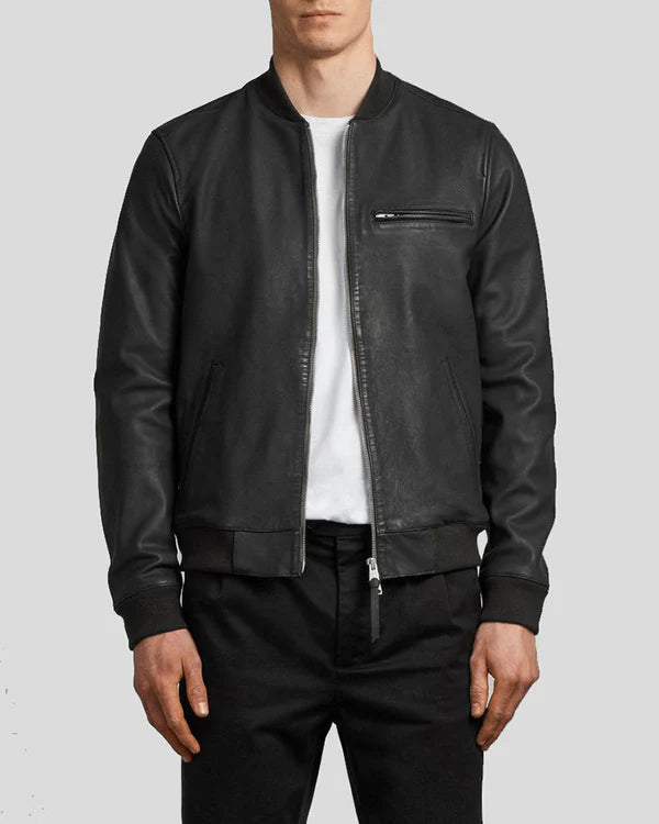 Blouson aviateur en cuir d'agneau véritable pour homme RXMB004