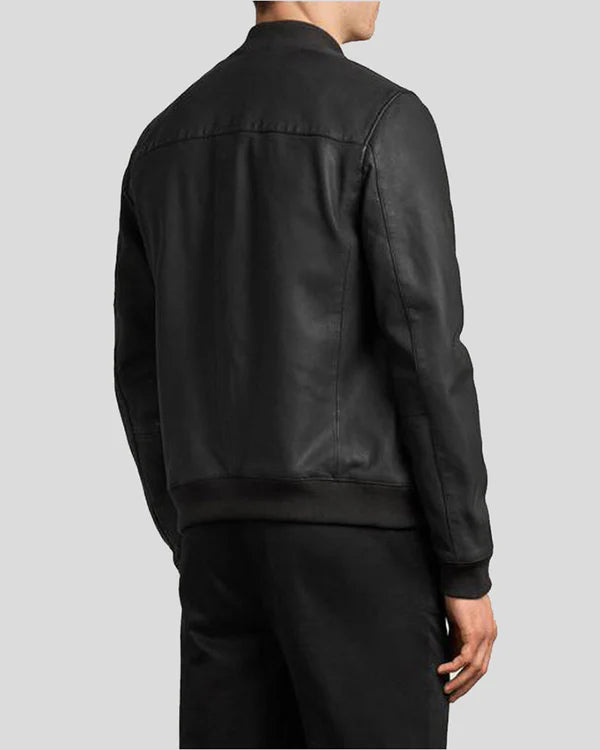 Blouson aviateur en cuir d'agneau véritable pour homme RXMB004