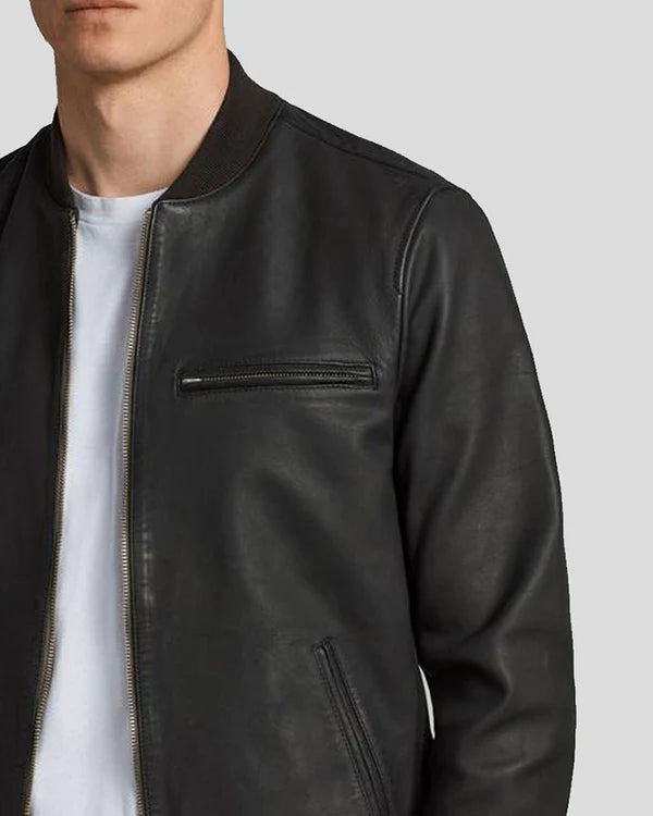 Blouson aviateur en cuir d'agneau véritable pour homme RXMB004