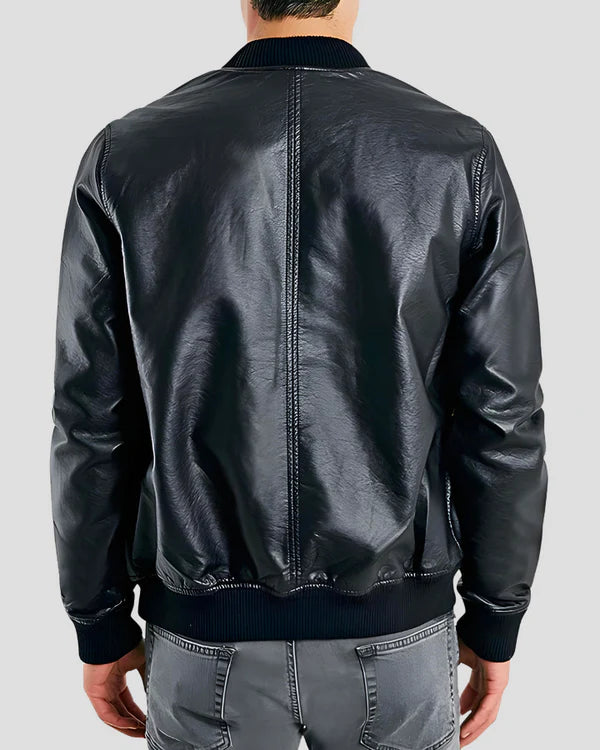 Blouson aviateur en cuir d'agneau véritable pour homme RXMB005