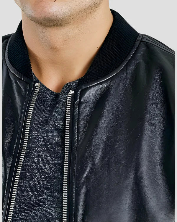Blouson aviateur en cuir d'agneau véritable pour homme RXMB005