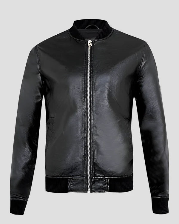 Blouson aviateur en cuir d'agneau véritable pour homme RXMB005