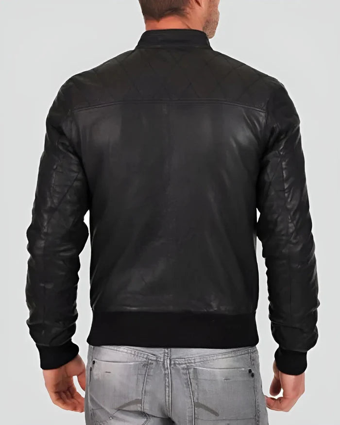 Blouson aviateur en cuir d'agneau véritable pour homme RXMB008