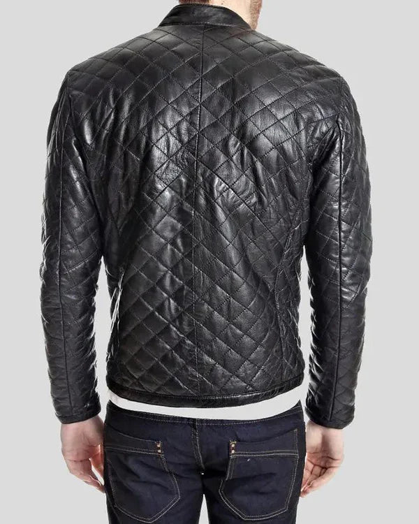 Men's Genuine Lambskin Real Quilted Leather Jacket RXMJ0014