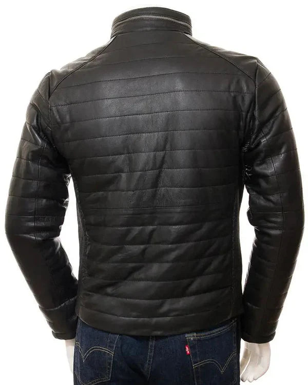 Men's Genuine Lambskin Real Quilted Leather Jacket RXMJ0015