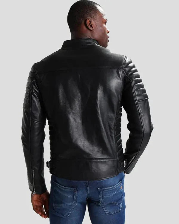 Men's Genuine Lambskin Real Quilted Leather Jacket RXMJ0016