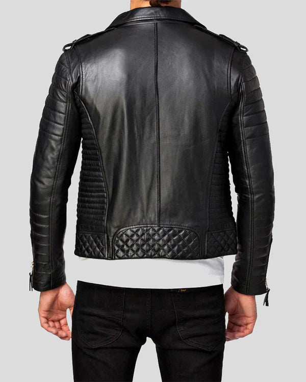Veste de motard matelassée en cuir véritable d'agneau véritable pour homme RXMJ003