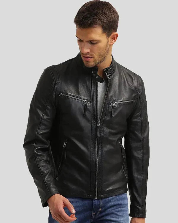Men's Genuine Lambskin Real Leather Jacket RXMJ004