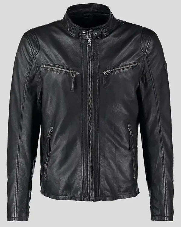 Men's Genuine Lambskin Real Leather Jacket RXMJ004