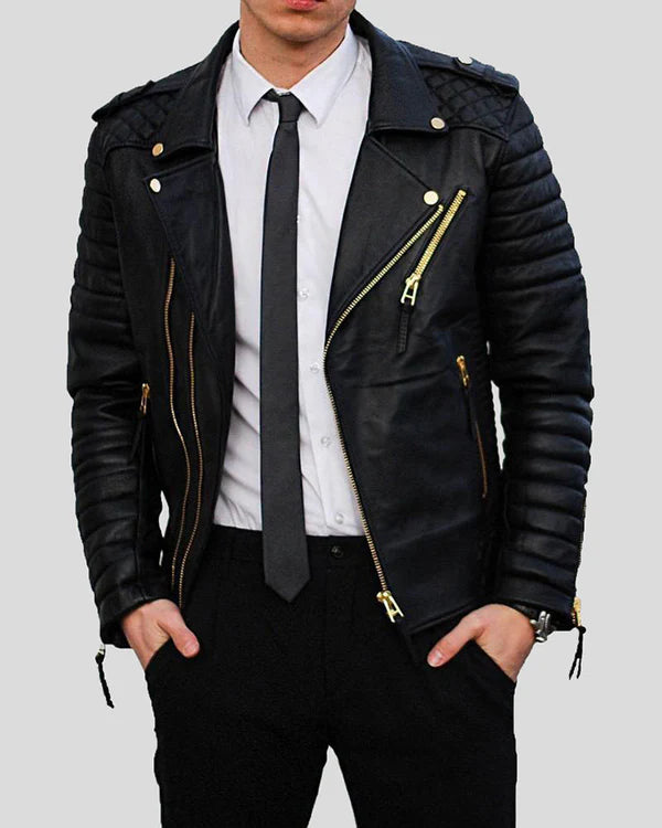 Men's Genuine Lambskin Quilted Real Leather Jacket RXMJ006