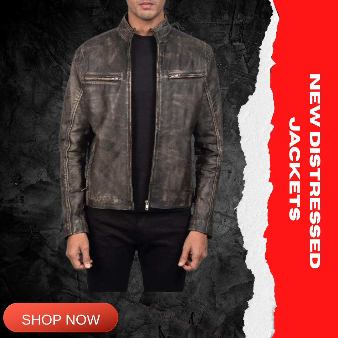 Mens Distressed Leather Jacket