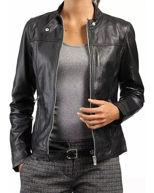 Women's Genuine Lambskin Real Leather Jacket RXWJ0030