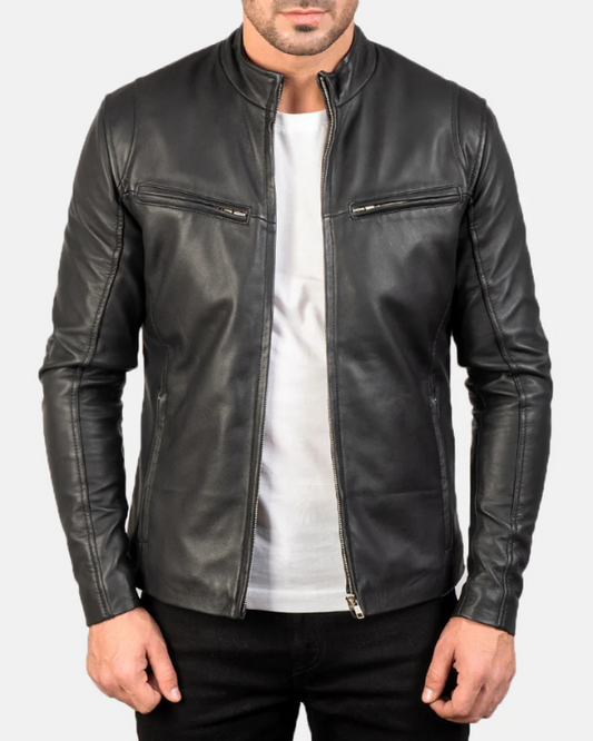 Men's Genuine Lambskin Leather Bomber Jacket RXMJ0041